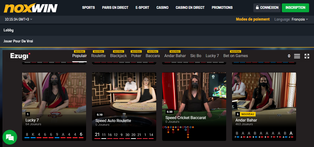 Noxwin Live casino 1